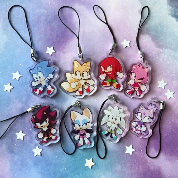 sonic characters acrylic charms