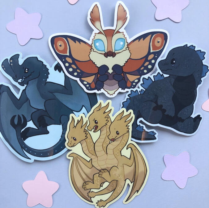 "cute kaijus" vinyl stickers